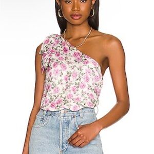 Cami NYC Pink Floral One-Shoulder Blouse